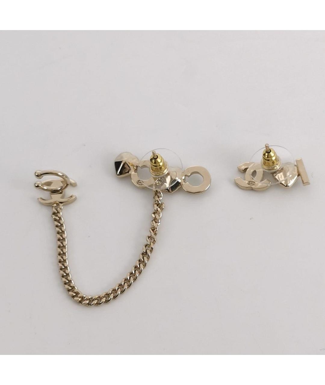 CHANEL Золотые металлические серьги, фото 2