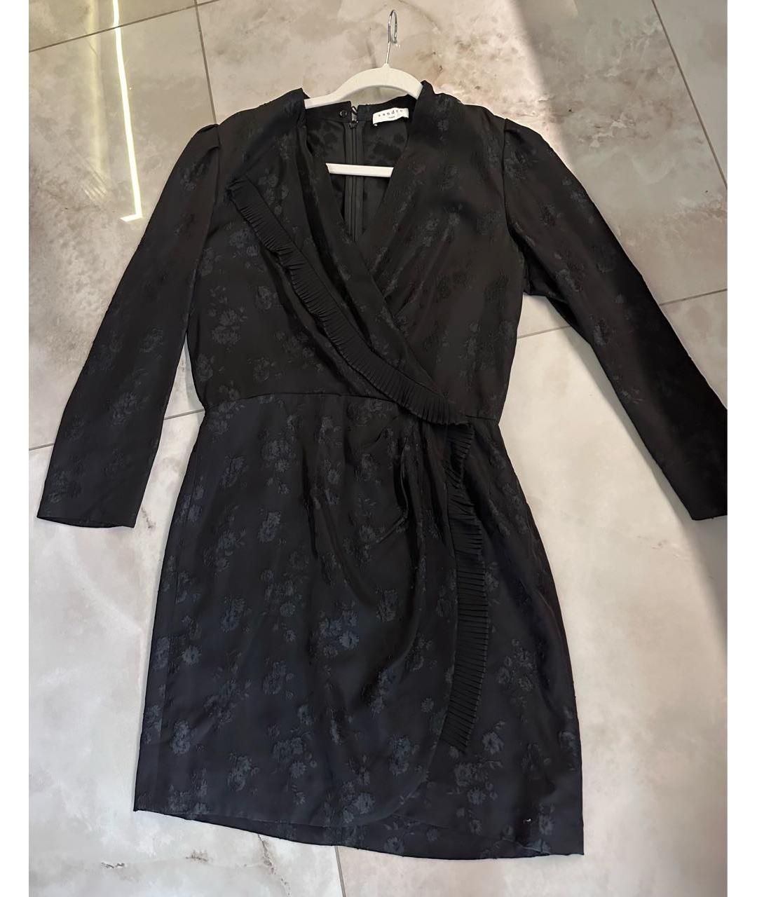 SANDRO Черное шелковое вечернее платье, фото 6