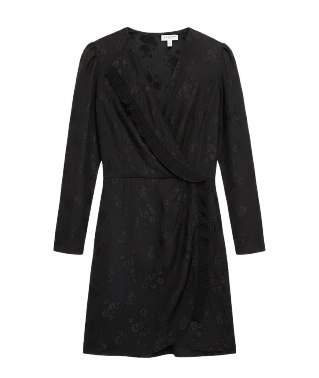 SANDRO Черное шелковое вечернее платье, фото 7