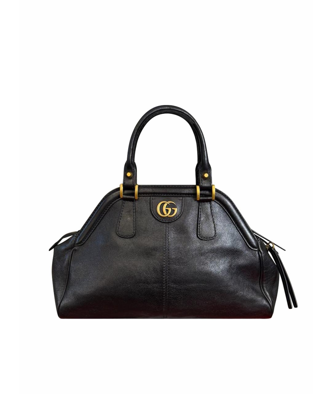 GUCCI Черная кожаная сумка с короткими ручками, фото 1