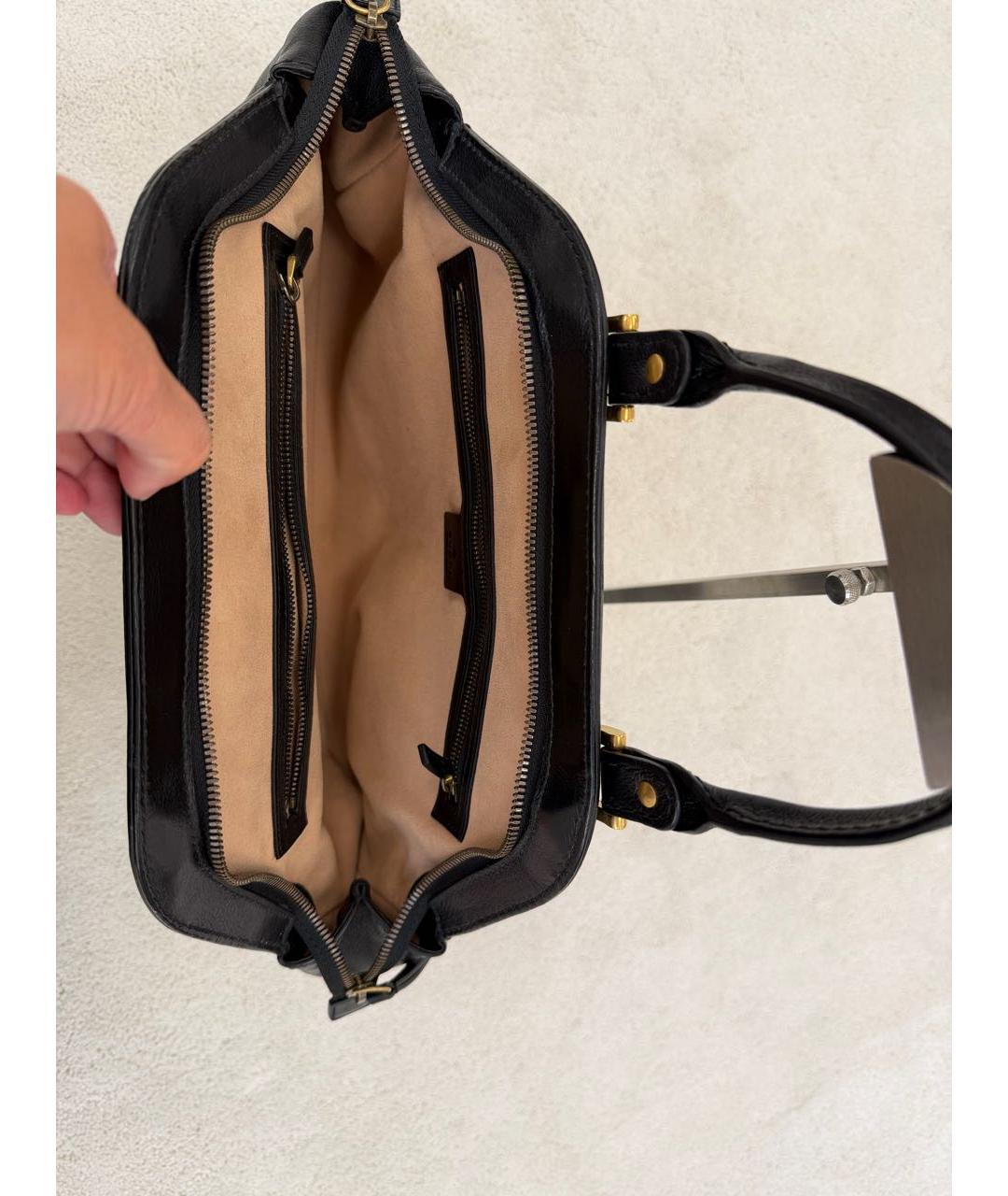 GUCCI Черная кожаная сумка с короткими ручками, фото 6