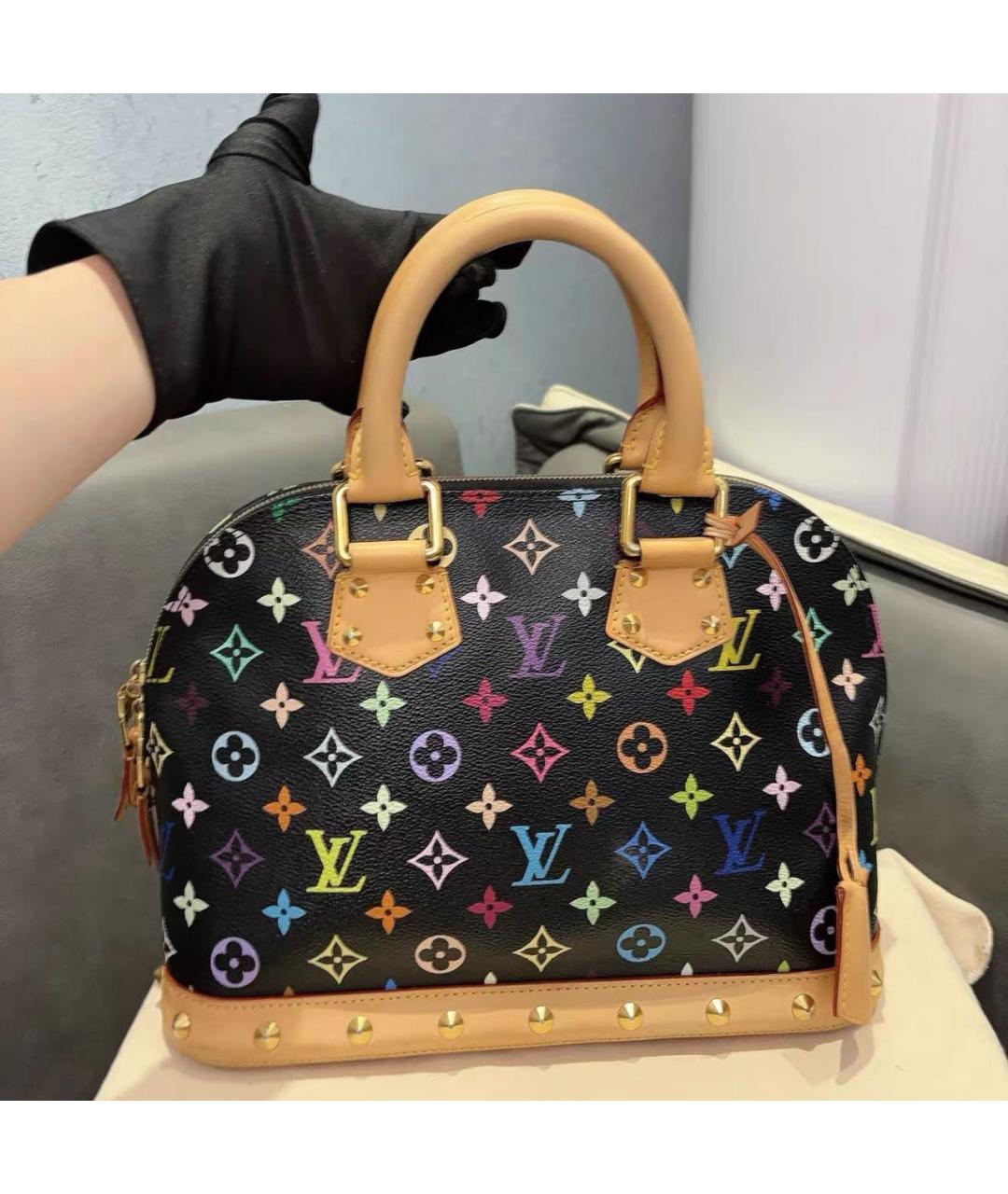 LOUIS VUITTON Черная сумка с короткими ручками из искусственной кожи, фото 9