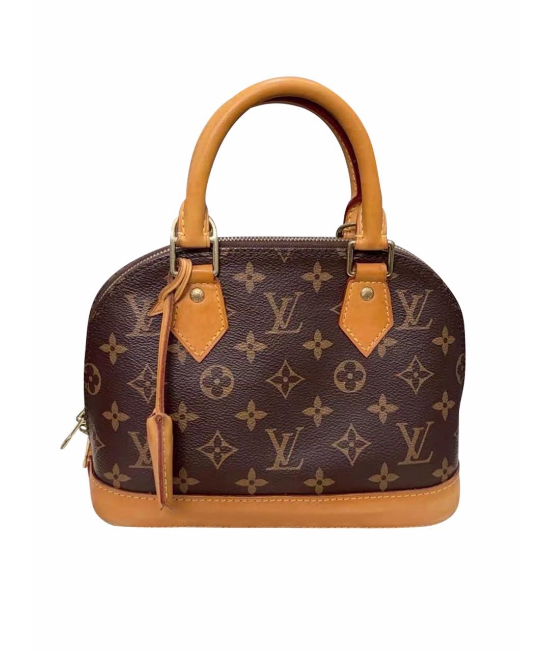 LOUIS VUITTON Коричневая кожаная сумка с короткими ручками, фото 1