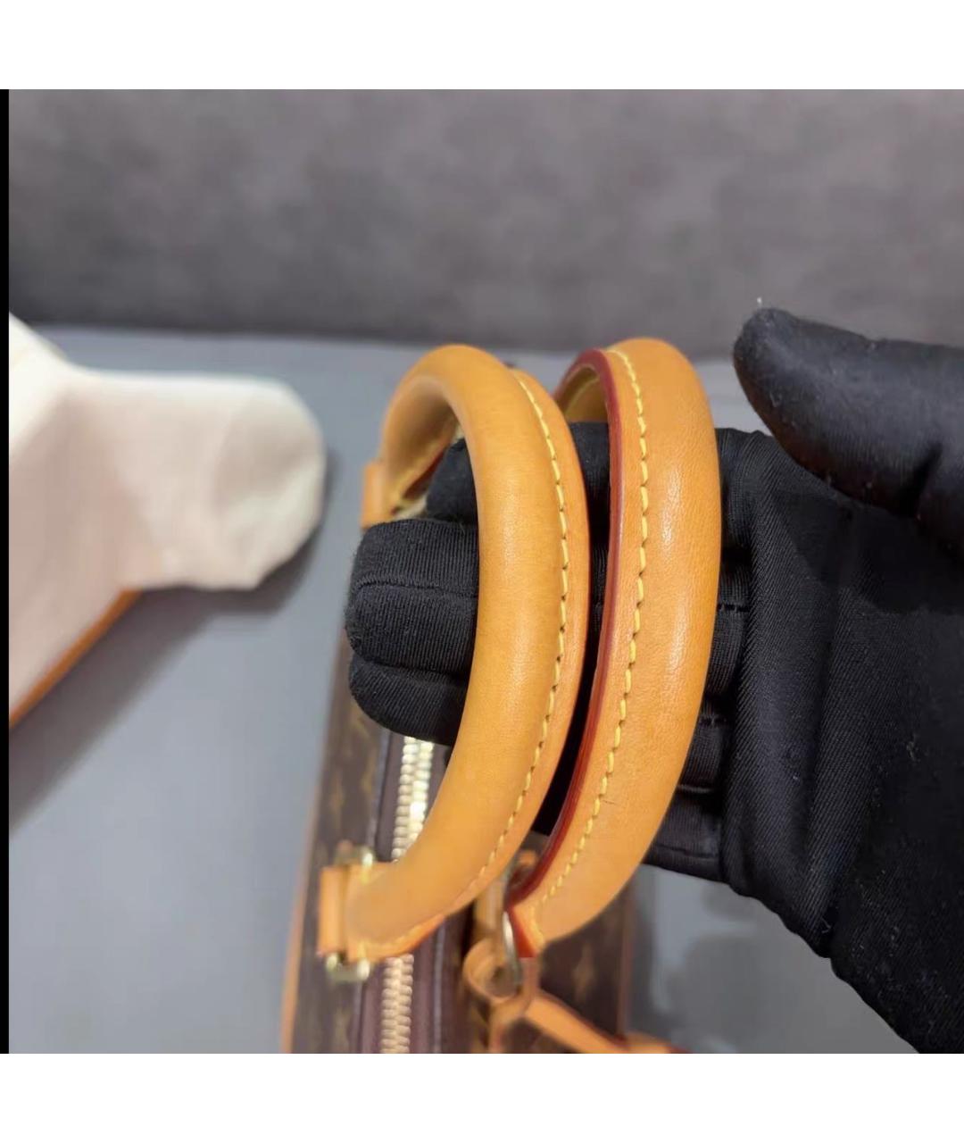 LOUIS VUITTON Коричневая кожаная сумка с короткими ручками, фото 2