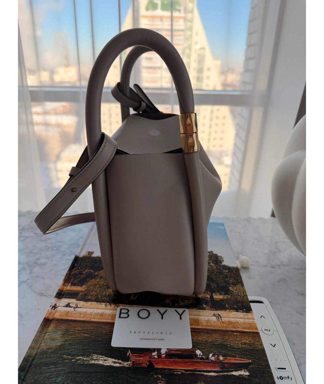 BOYY Серая кожаная сумка с короткими ручками, фото 2