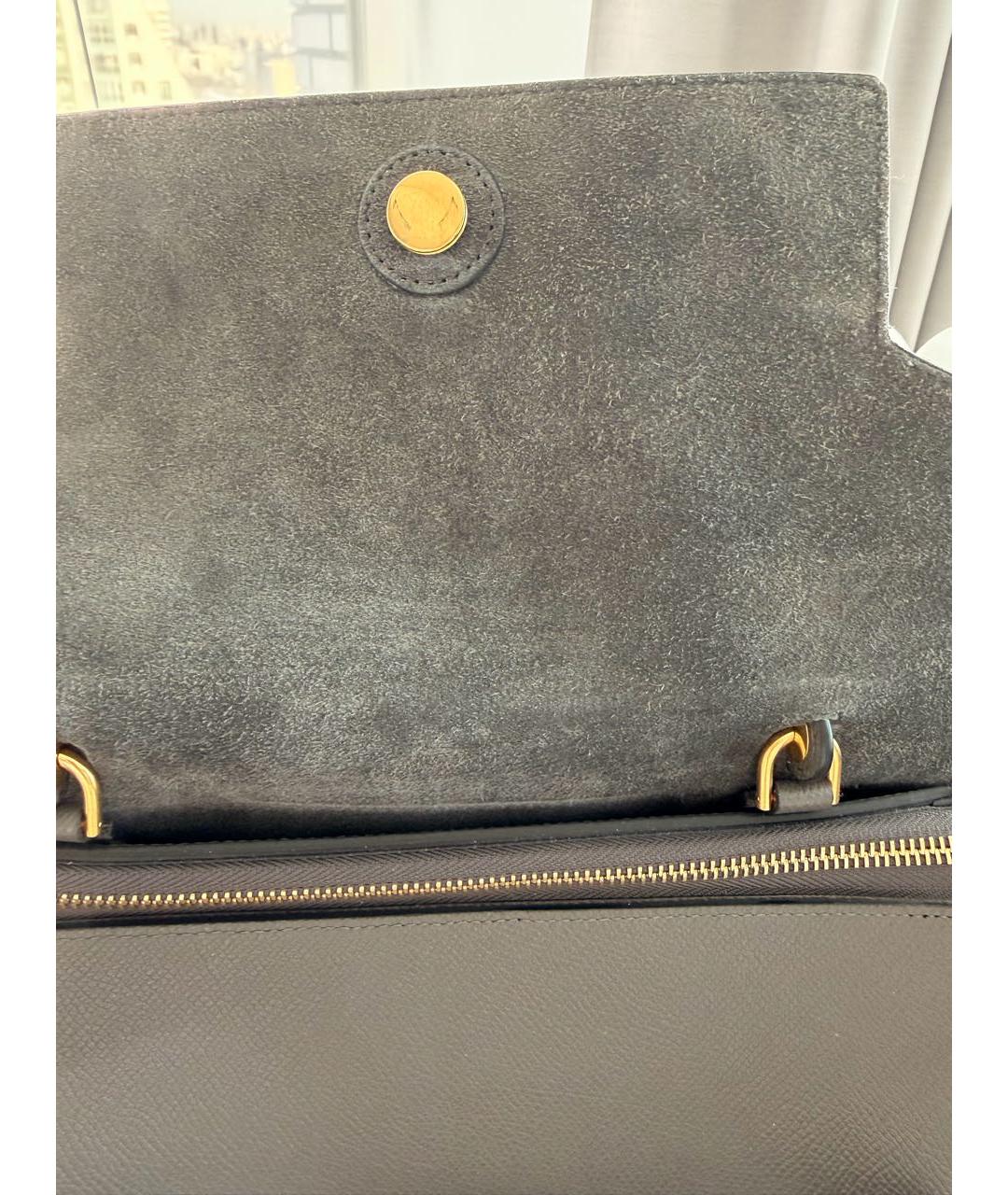 CELINE Серая кожаная сумка с короткими ручками, фото 6