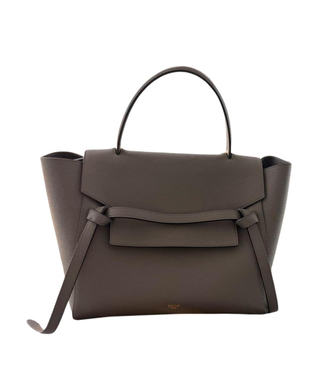 CELINE Серая кожаная сумка с короткими ручками, фото 1