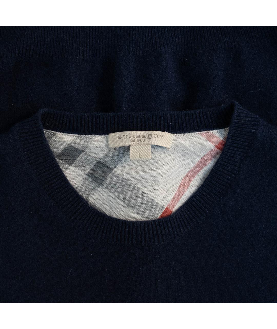 BURBERRY Темно-синий кашемировый джемпер / свитер, фото 3