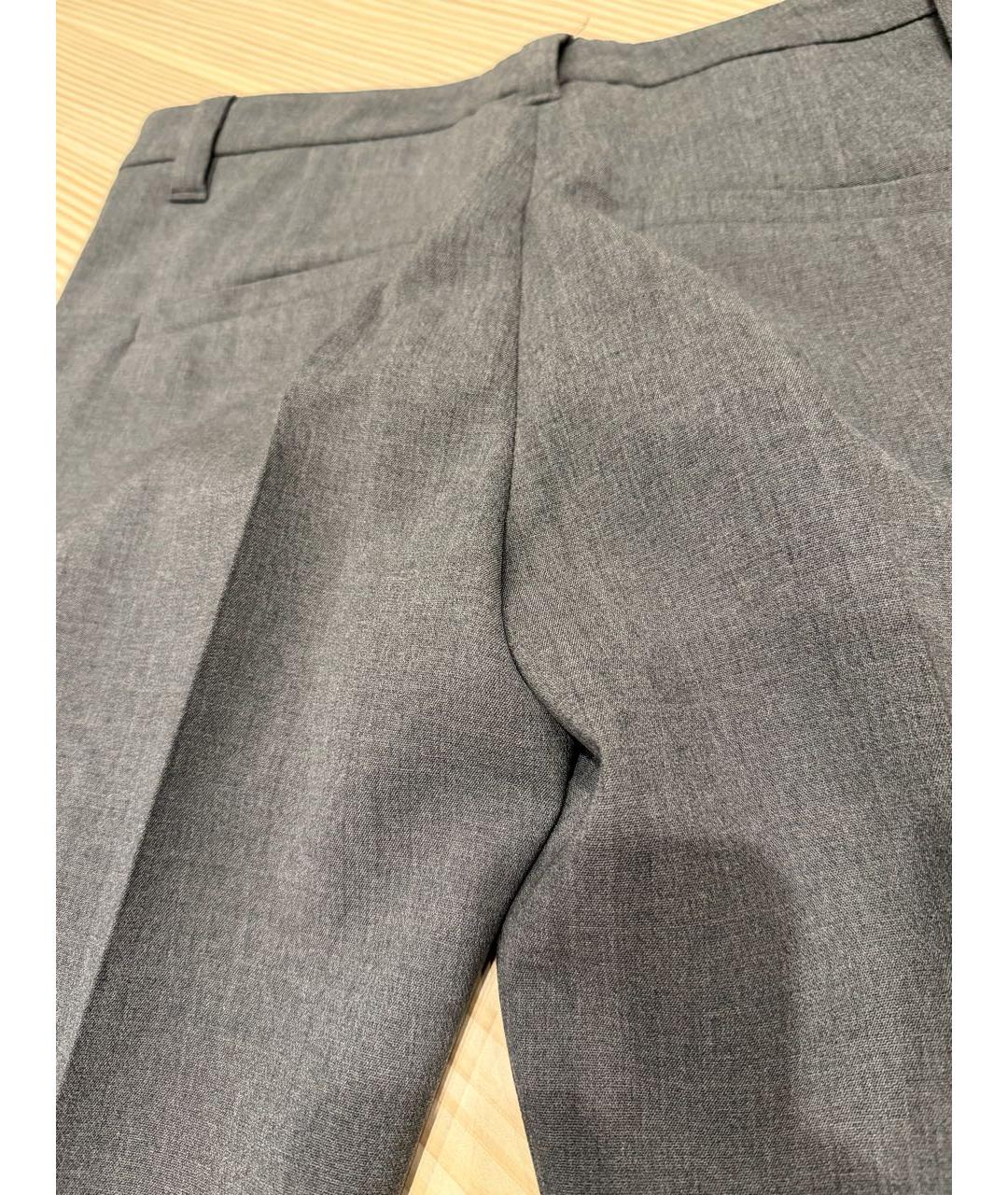 BRUNELLO CUCINELLI Серые шерстяные брюки узкие, фото 4