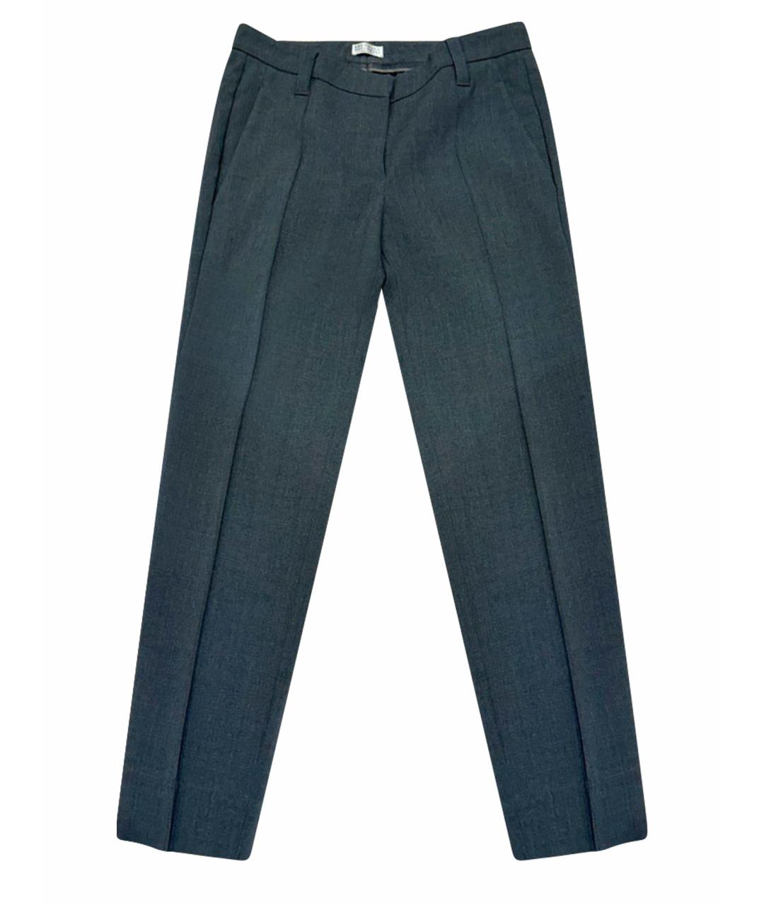 BRUNELLO CUCINELLI Серые шерстяные брюки узкие, фото 1