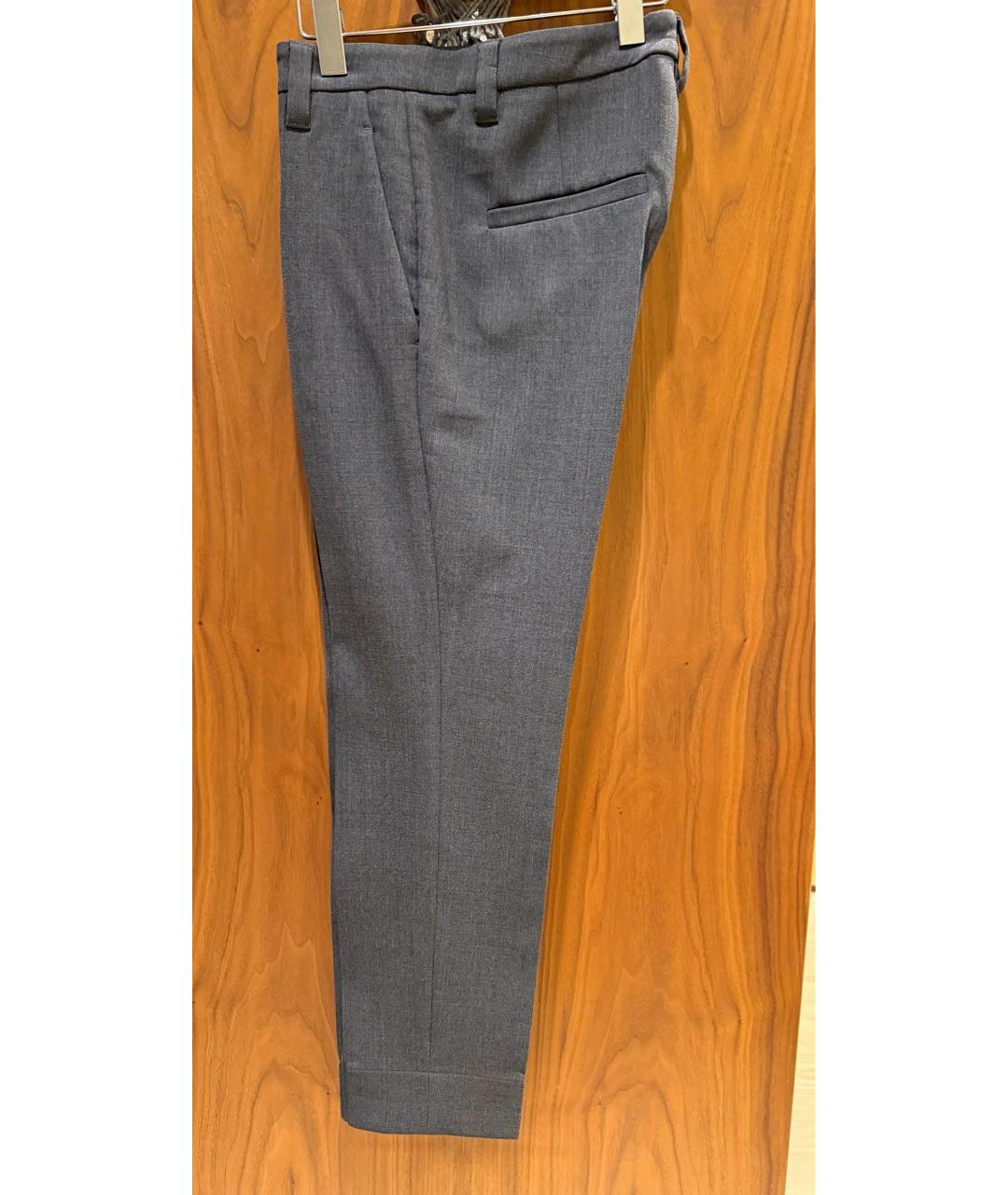 BRUNELLO CUCINELLI Серые шерстяные брюки узкие, фото 2