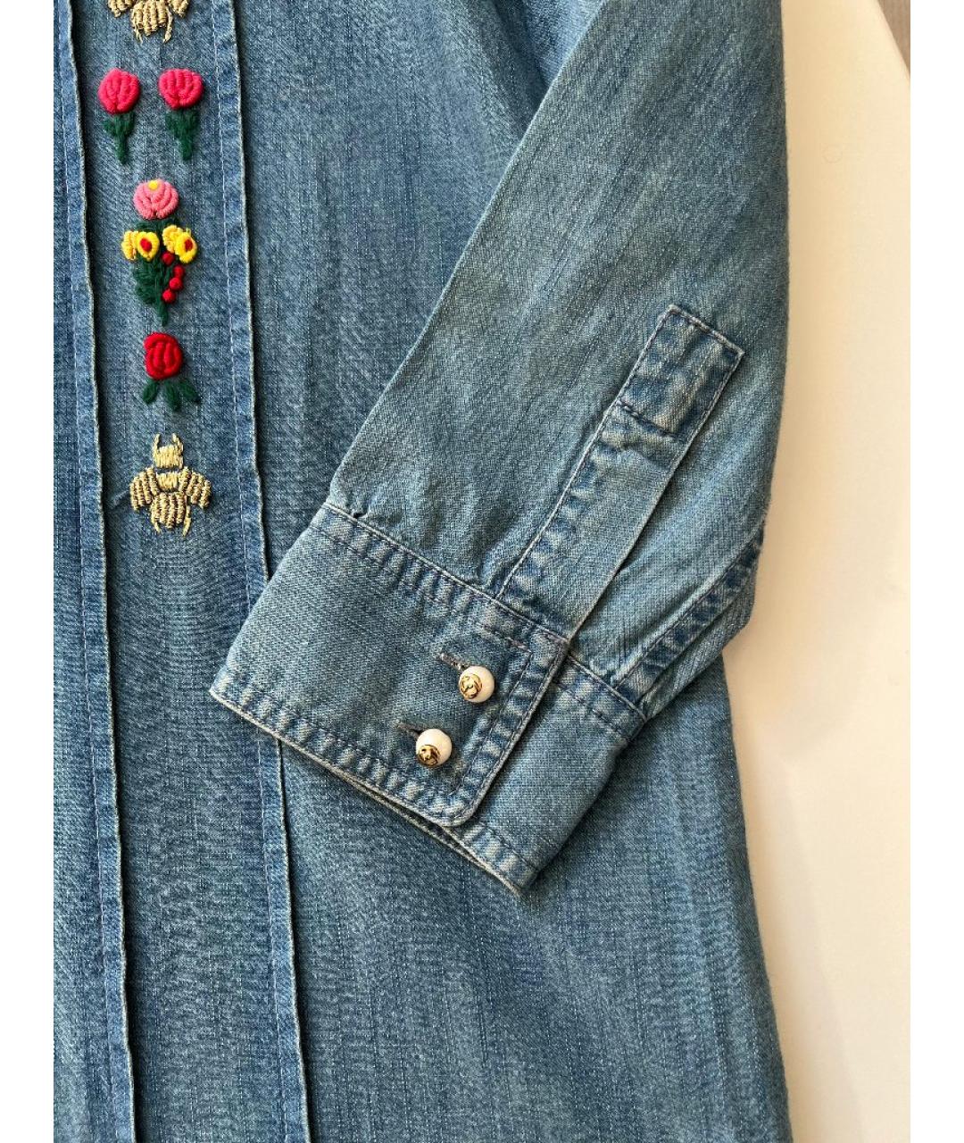 GUCCI Голубое хлопковое повседневное платье, фото 7