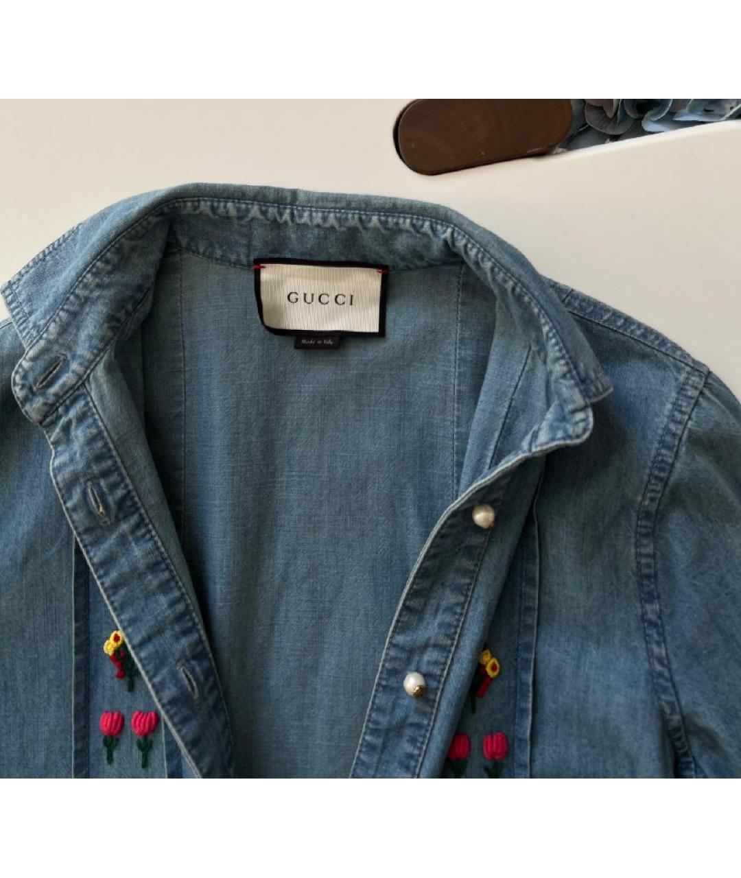 GUCCI Голубое хлопковое повседневное платье, фото 3