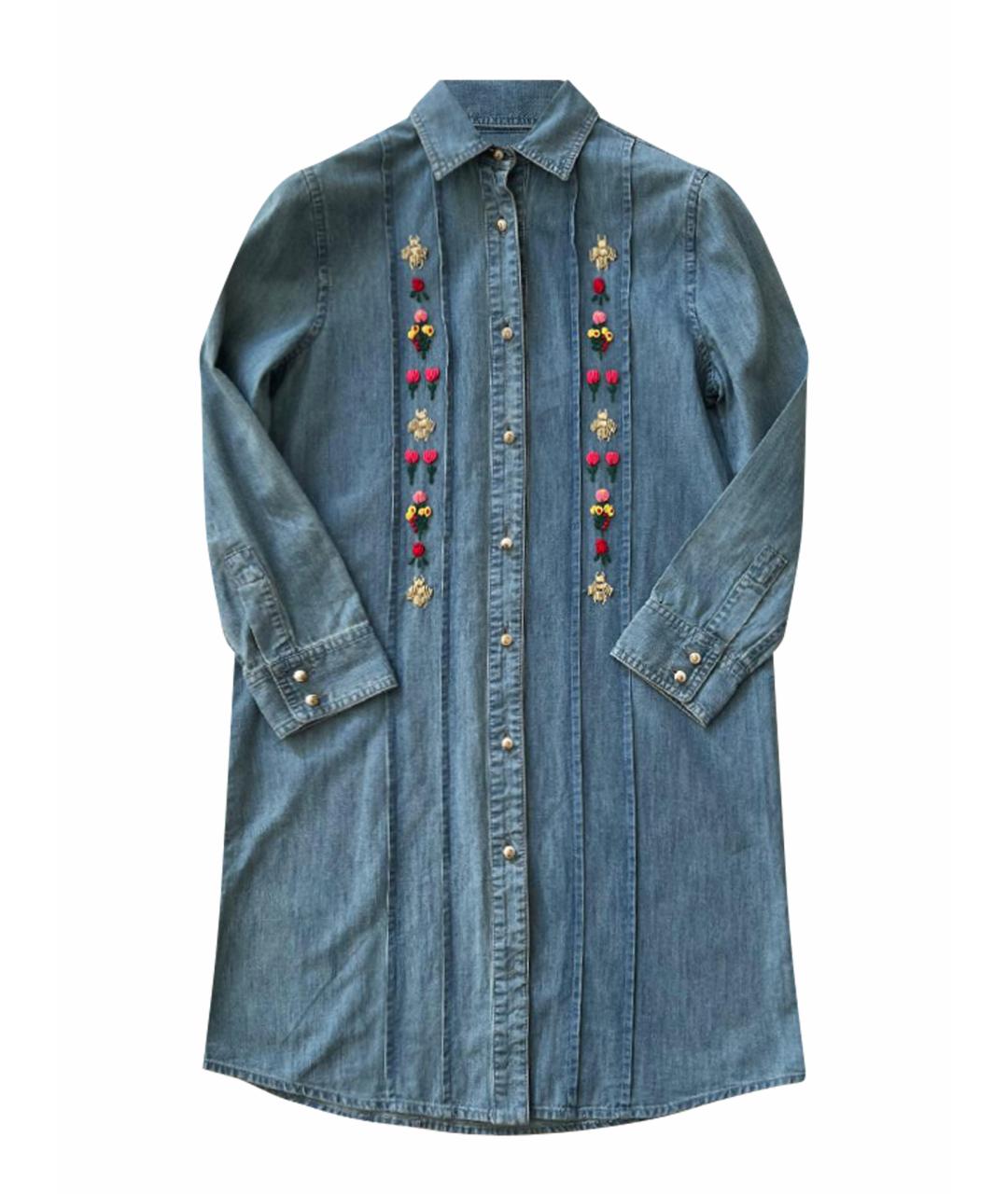 GUCCI Голубое хлопковое повседневное платье, фото 1