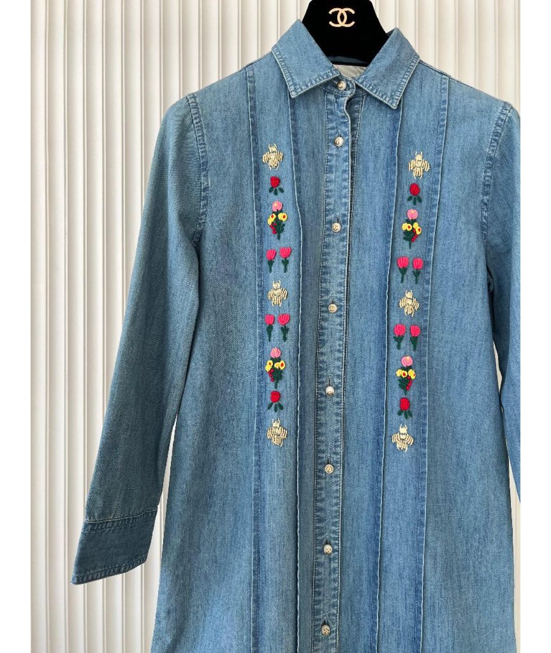 GUCCI Голубое хлопковое повседневное платье, фото 4