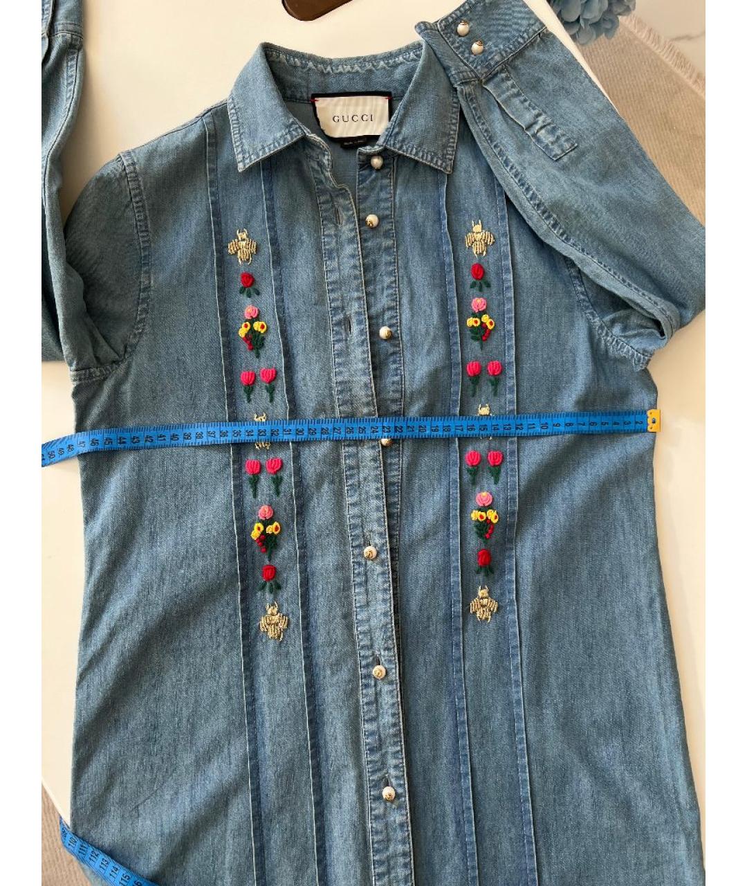 GUCCI Голубое хлопковое повседневное платье, фото 5