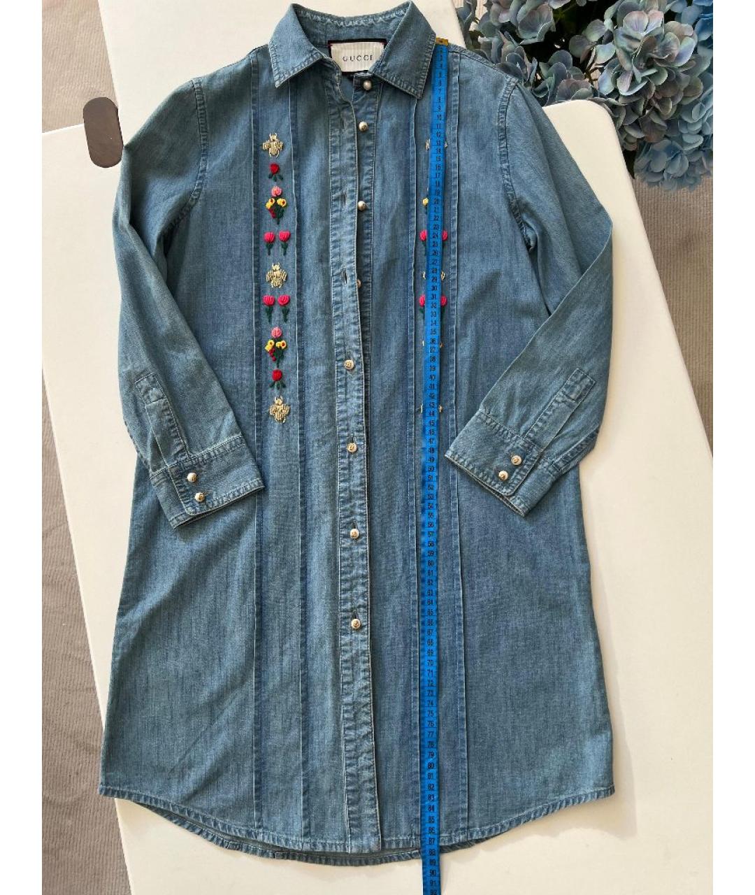 GUCCI Голубое хлопковое повседневное платье, фото 6