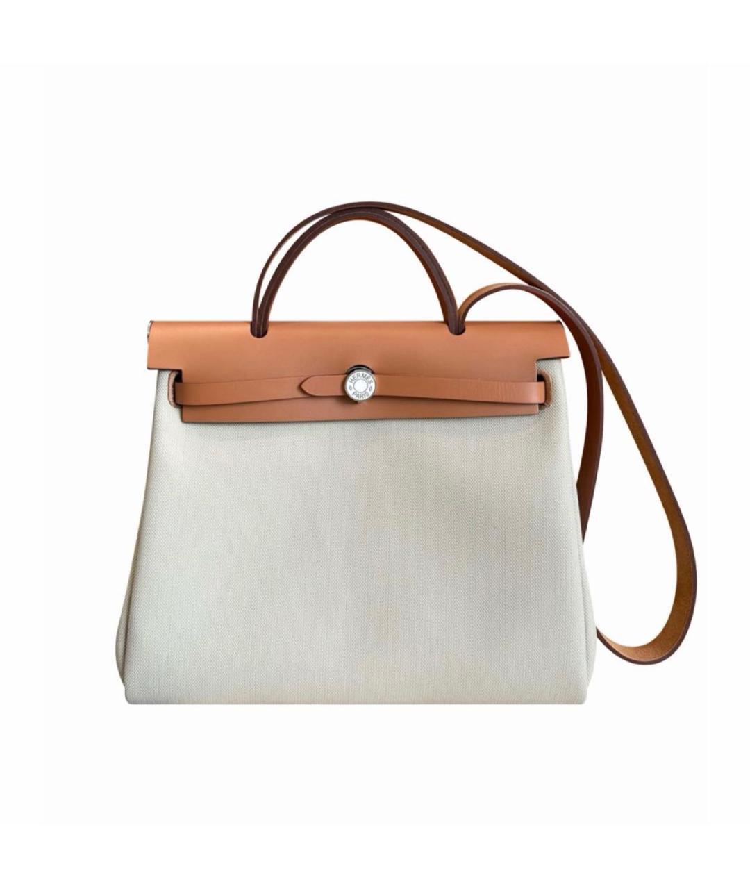 HERMES Белая тканевая сумка через плечо, фото 3