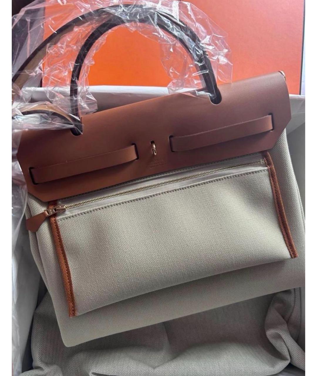 HERMES Белая тканевая сумка через плечо, фото 2