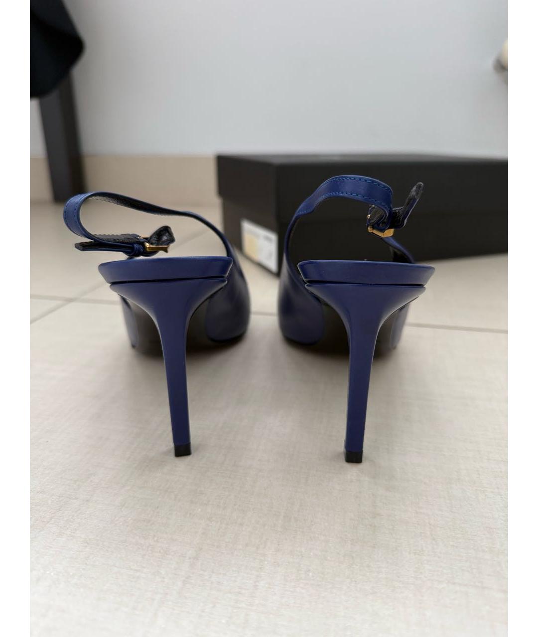 SAINT LAURENT Темно-синие кожаные туфли, фото 4