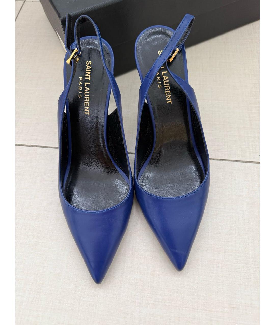 SAINT LAURENT Темно-синие кожаные туфли, фото 2