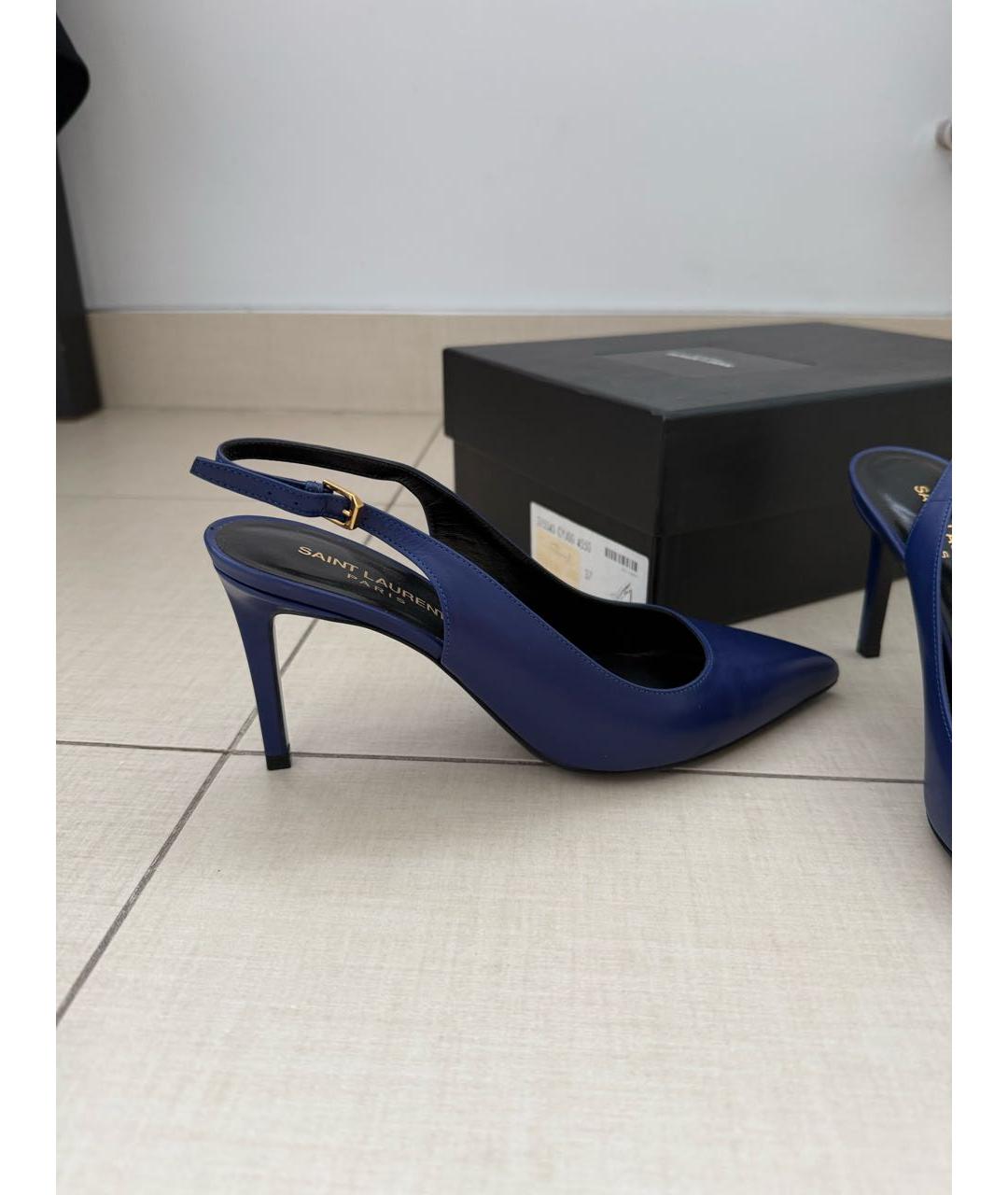 SAINT LAURENT Темно-синие кожаные туфли, фото 8