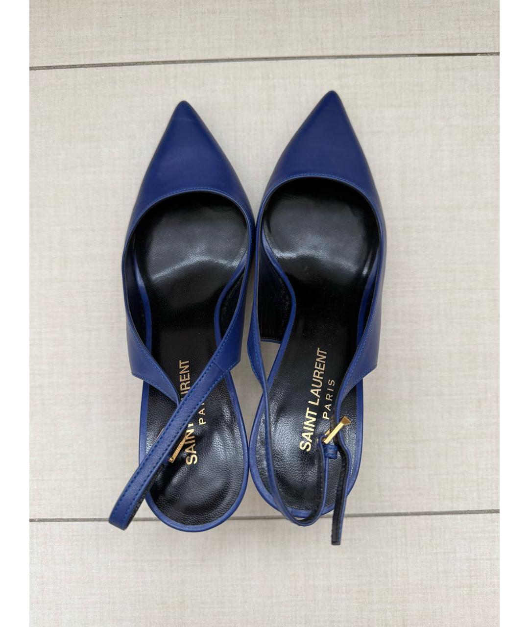 SAINT LAURENT Темно-синие кожаные туфли, фото 3