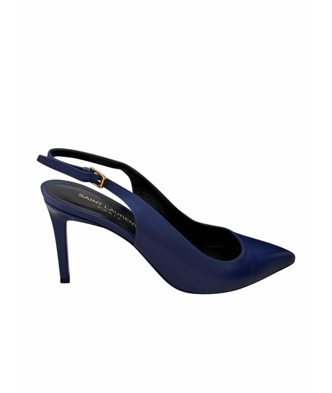 SAINT LAURENT Темно-синие кожаные туфли, фото 1