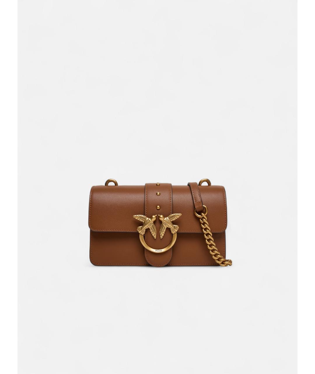 PINKO Бежевая кожаная сумка через плечо, фото 6