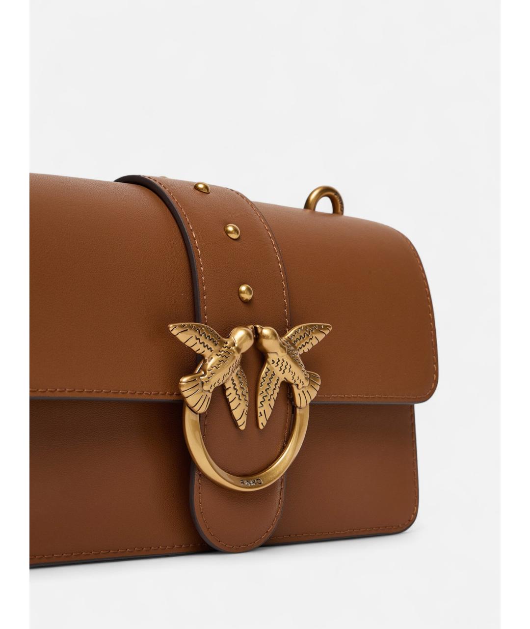 PINKO Бежевая кожаная сумка через плечо, фото 2