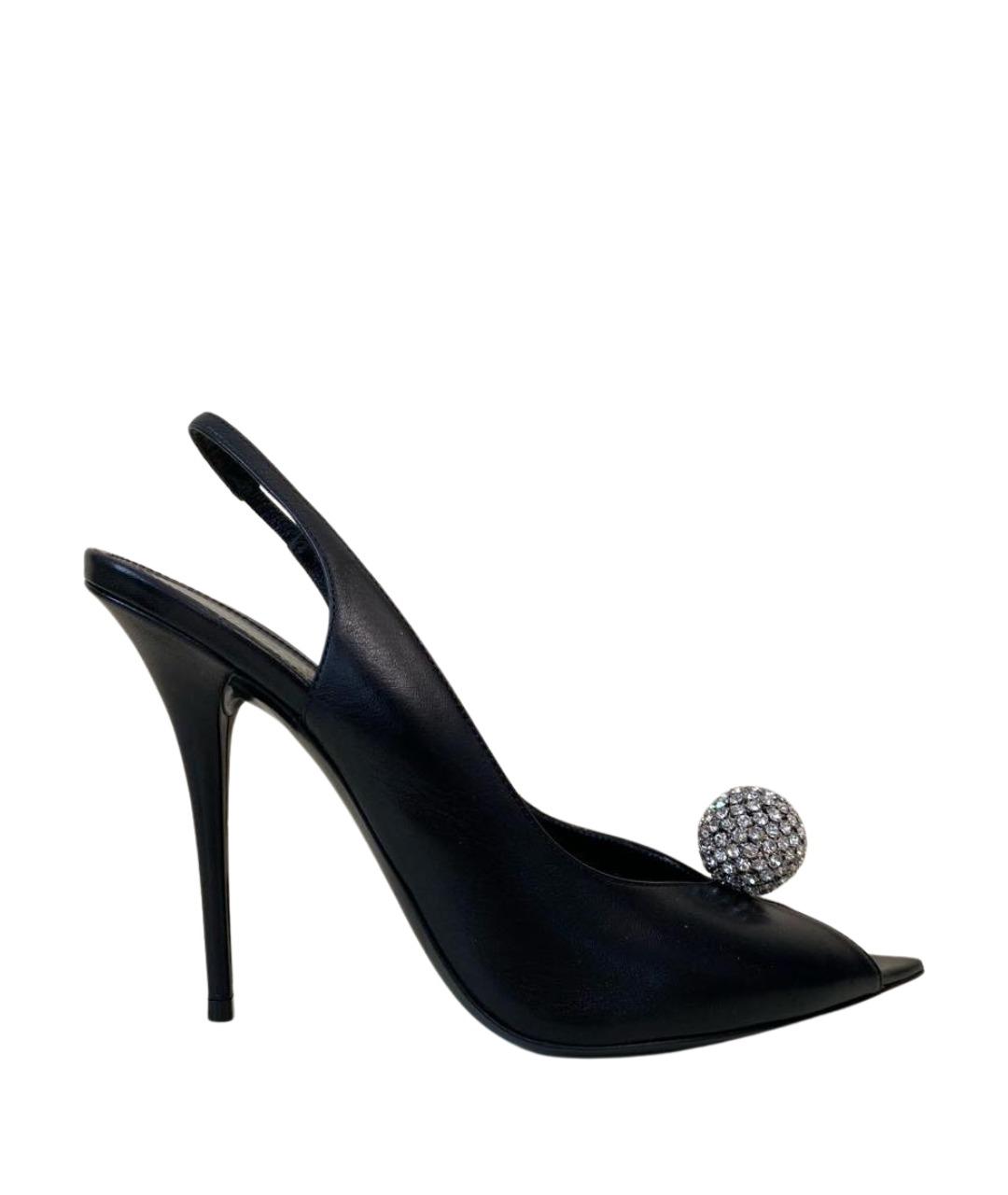 SAINT LAURENT Черные кожаные босоножки, фото 1