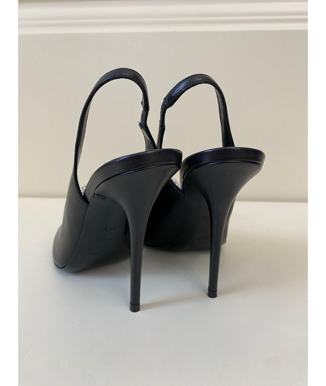 SAINT LAURENT Черные кожаные босоножки, фото 4