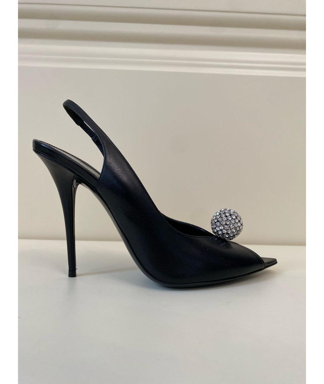 SAINT LAURENT Черные кожаные босоножки, фото 9