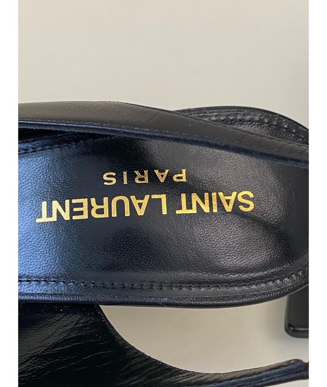 SAINT LAURENT Черные кожаные босоножки, фото 6