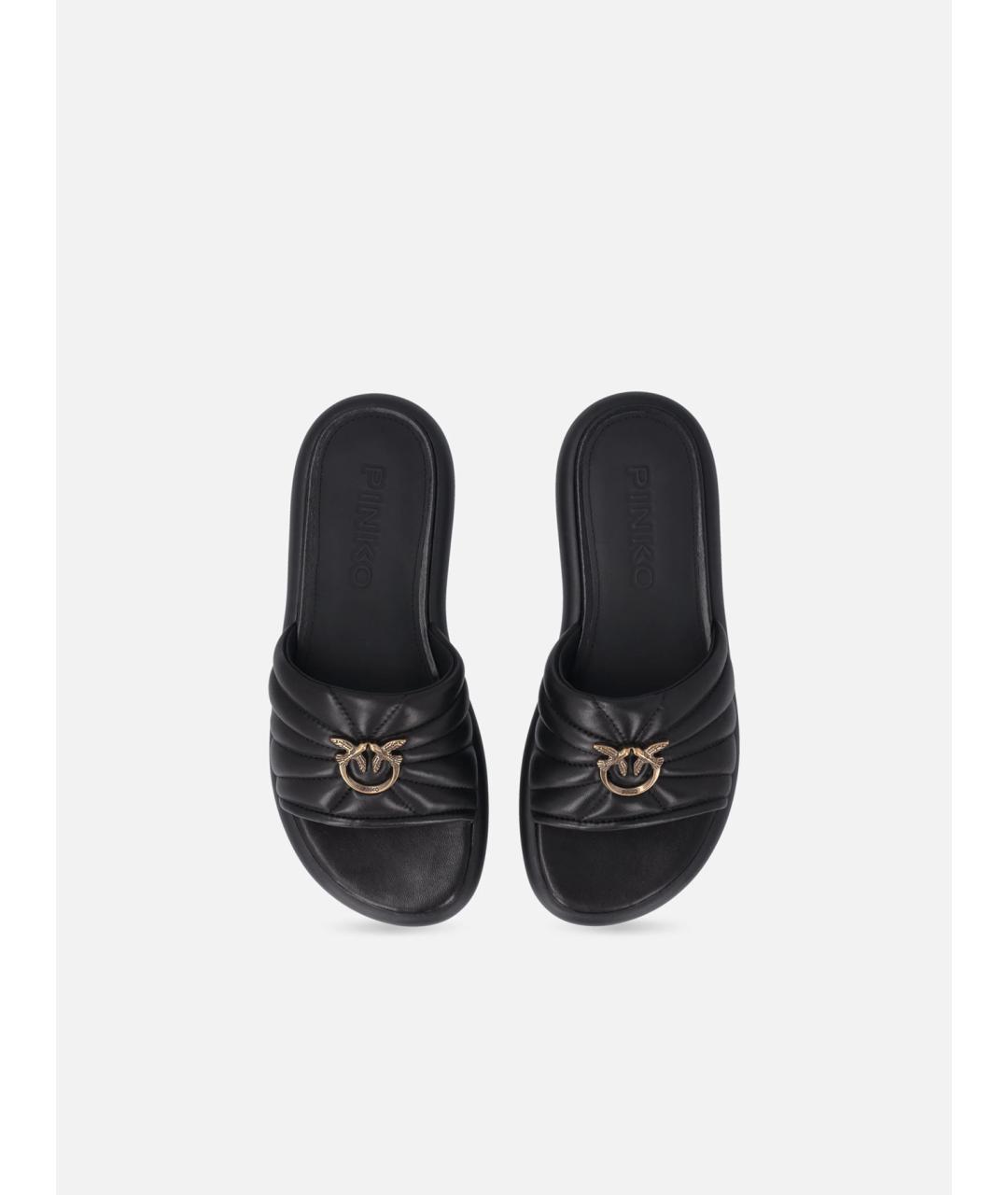 PINKO Черные кожаные шлепанцы, фото 7
