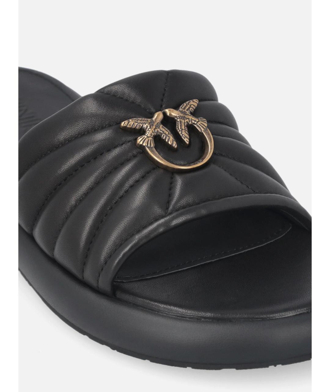 PINKO Черные кожаные шлепанцы, фото 4