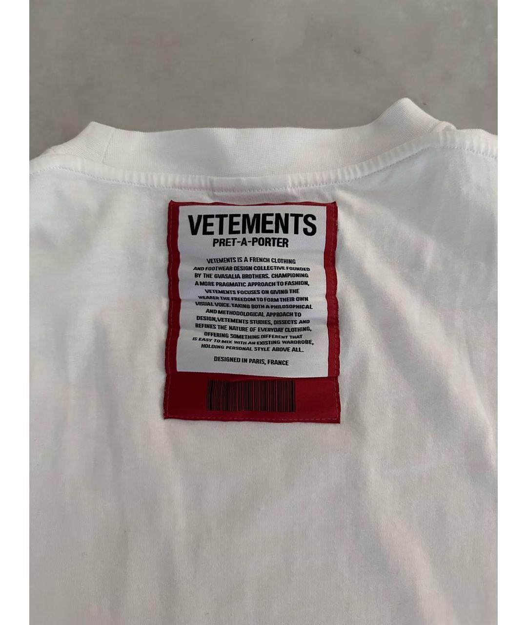 VETEMENTS Белая хлопковая футболка, фото 3