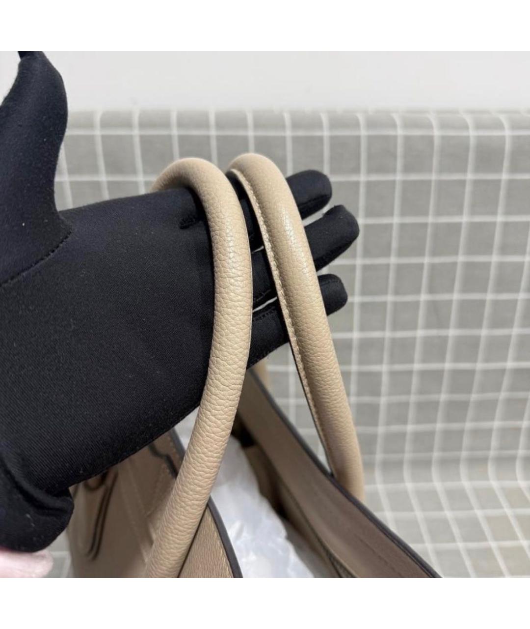 CELINE Бежевая кожаная сумка с короткими ручками, фото 8