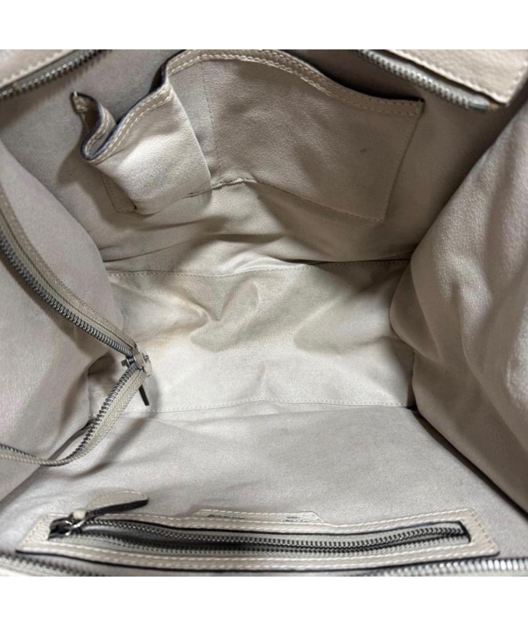 CELINE Бежевая кожаная сумка с короткими ручками, фото 5