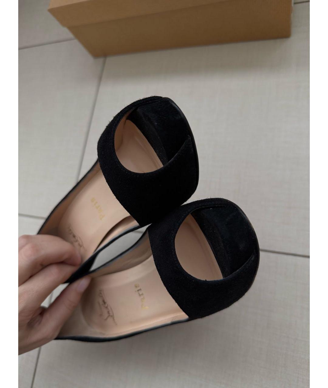 CHRISTIAN LOUBOUTIN Черные замшевые туфли, фото 7