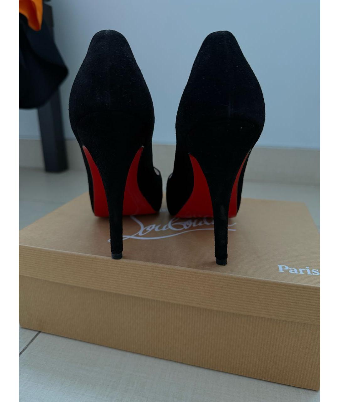 CHRISTIAN LOUBOUTIN Черные замшевые туфли, фото 4