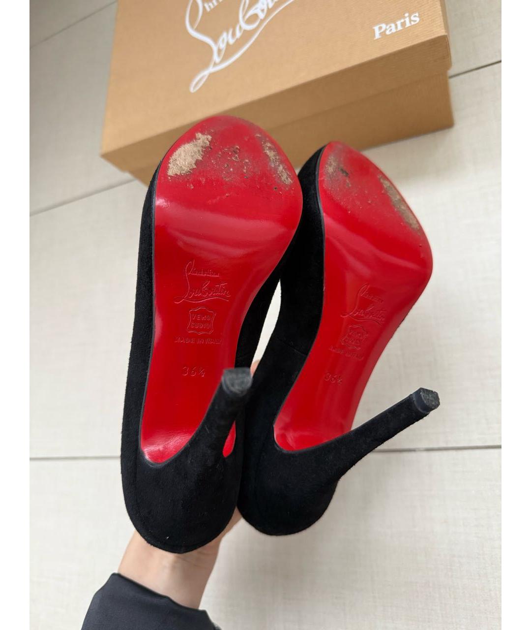 CHRISTIAN LOUBOUTIN Черные замшевые туфли, фото 6