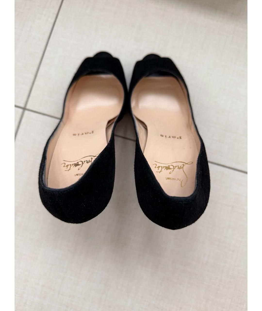 CHRISTIAN LOUBOUTIN Черные замшевые туфли, фото 3