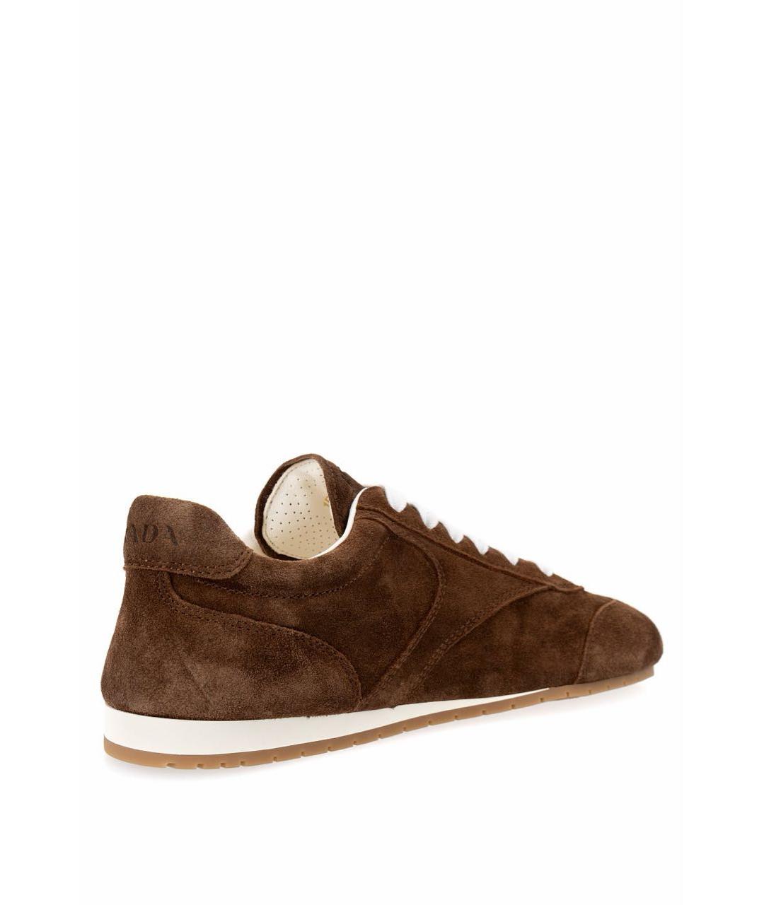 PRADA Коричневые замшевые кеды, фото 3