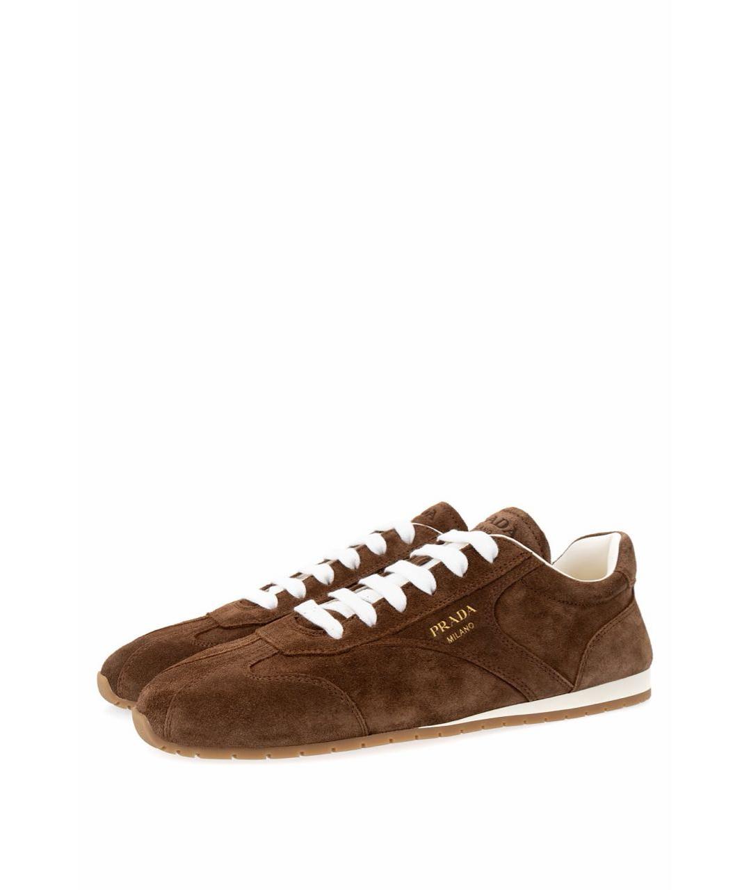 PRADA Коричневые замшевые кеды, фото 2