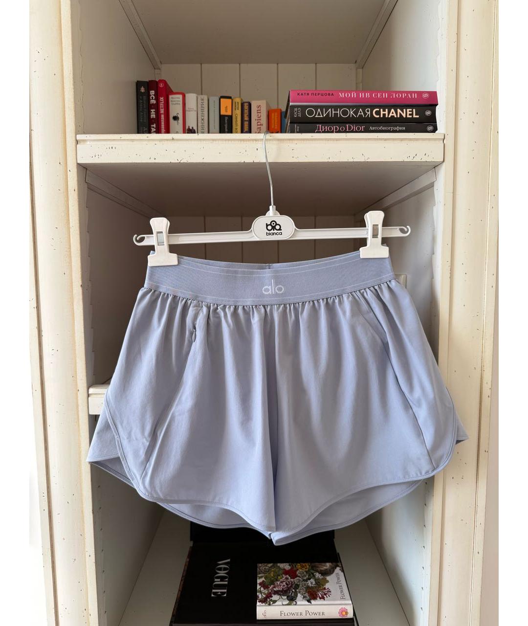 ALO YOGA Голубые полиэстеровые спортивные брюки и шорты, фото 9