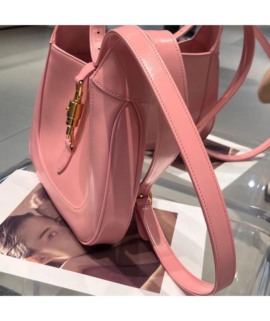 GUCCI Розовая кожаная сумка через плечо, фото 3