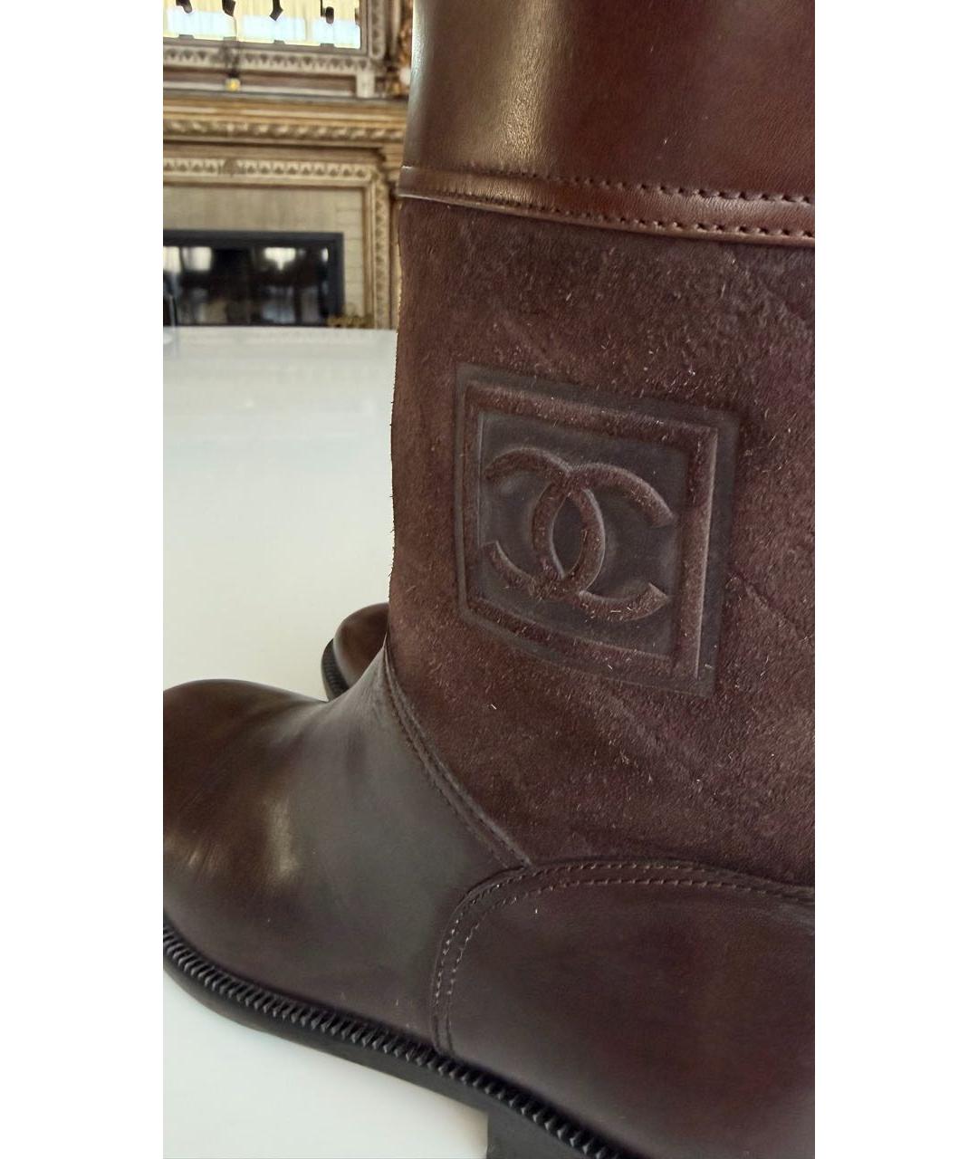 CHANEL Коричневые кожаные полусапоги, фото 6