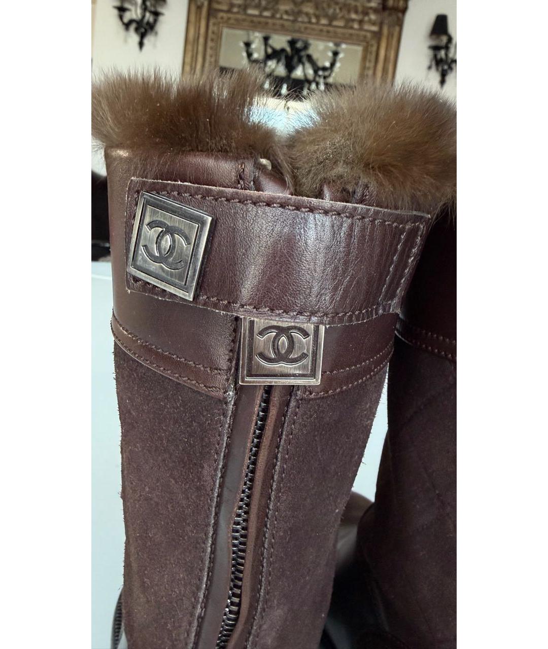 CHANEL Коричневые кожаные полусапоги, фото 5