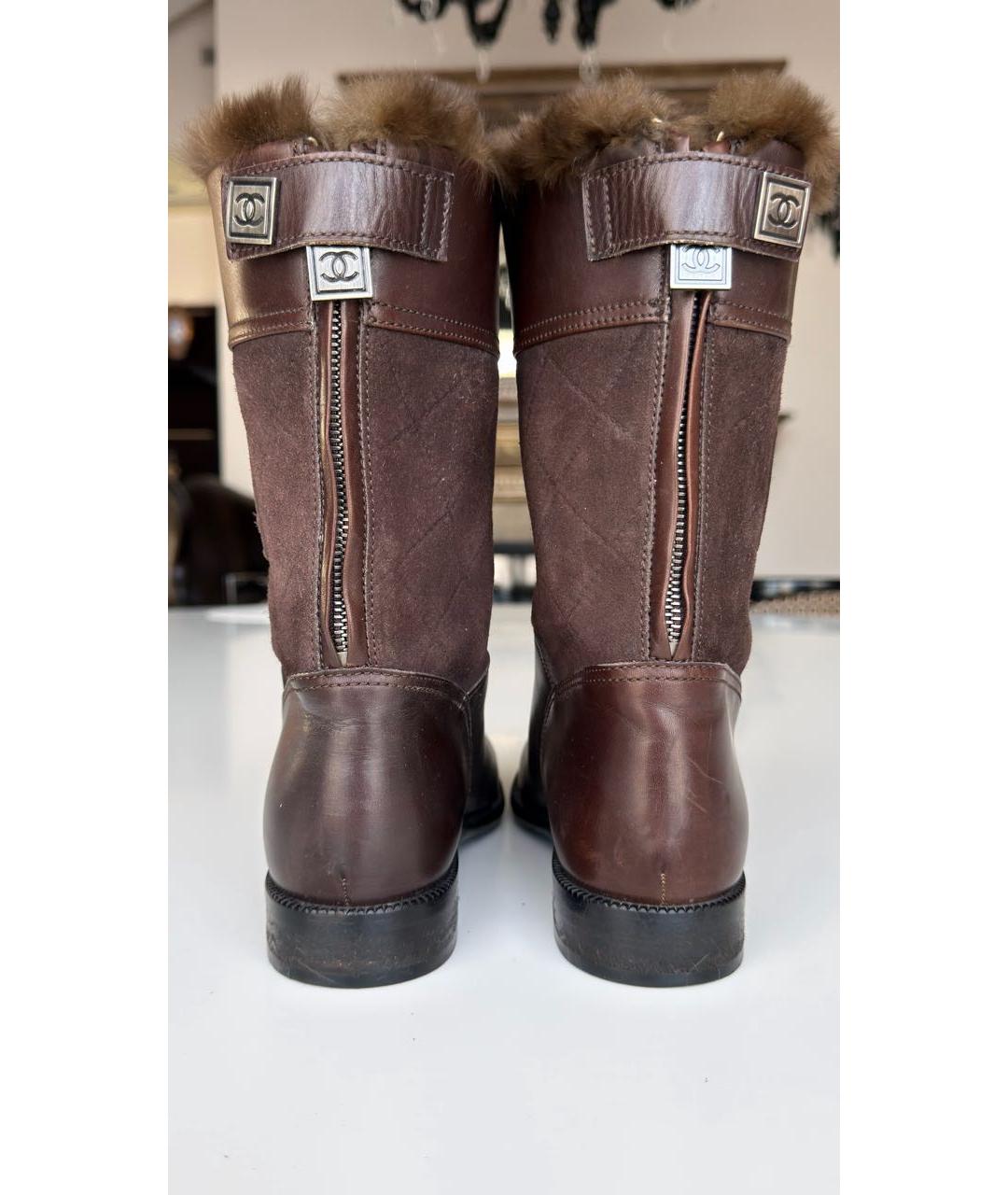 CHANEL Коричневые кожаные полусапоги, фото 4